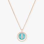 [Twinkle jewelrys]LUCKY MOVE 3 DIAMONDS TURQUOISE PINK GOLD DIAMOND NECKLACE