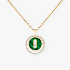 [Twinkle jewelrys]LUCKY MOVE 1 DIAMOND MALACHITE GOLD DIAMOND NECKLACE