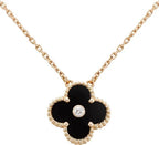 ¡®Twinkle jewelry¡¯CLOVER 15MM DIAMOND ONYX NECKLACE