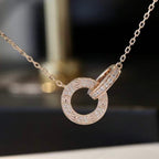 ¡®Twinkle jewelry¡¯LOVE 7.6MM NECKLACE ROSE GOLD AND SILVER  FULL DIAMOND