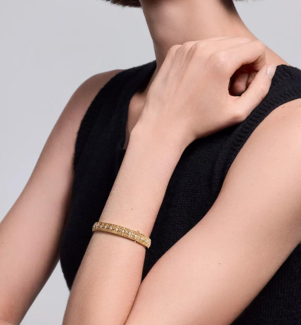 [Twinkle jewelry] 2026 WOVEN-PATTERN BRACELET SET WITH FULL DIAMOND INLAY THREE-COLORS