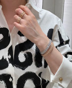[Twinkle jewelry] 2026 WOVEN-PATTERN BRACELET SET WITH FULL DIAMOND INLAY THREE-COLORS