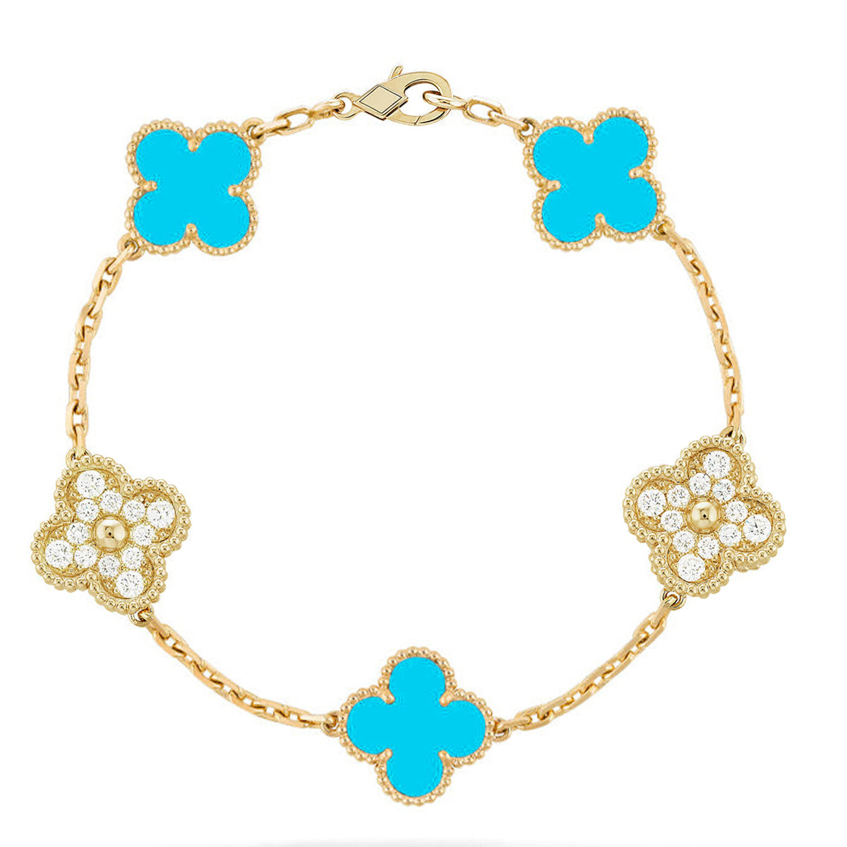 [Twinkle jewelry]New  CLOVER 5 MOTIF TURQUOISE BRACELET COLLECTION
