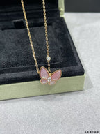 [Twinkle]BUTTERFLY PINK MOTHER-OF-PEARL DIAMOND NECKLACE