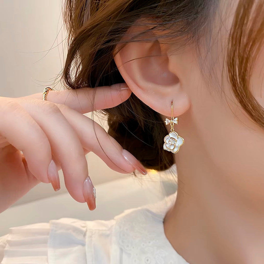 Bow Camellia Earrings