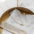 Niche Luxury Color Resistant Titanium Steel V Letter Clavicle Necklace