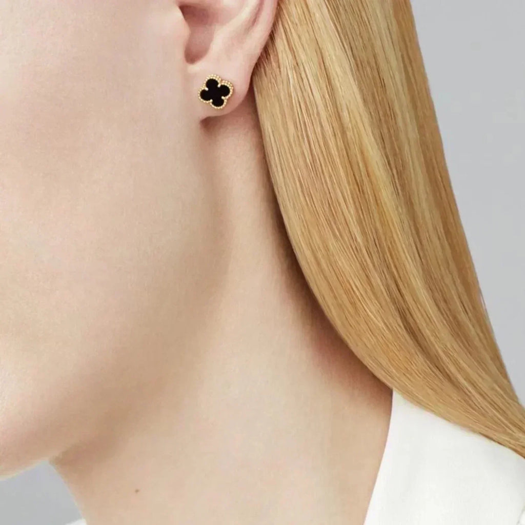 ¡®Twinkle jewelry¡¯CLOVER MINI 9.5MM BLACK MOP EARRINGS