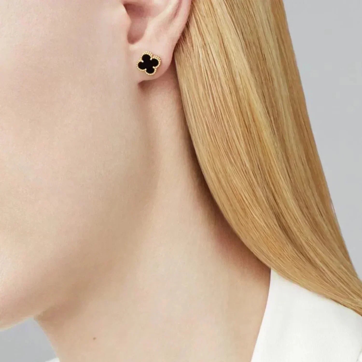 ¡®Twinkle jewelry¡¯CLOVER MINI 9.5MM BLACK MOP EARRINGS