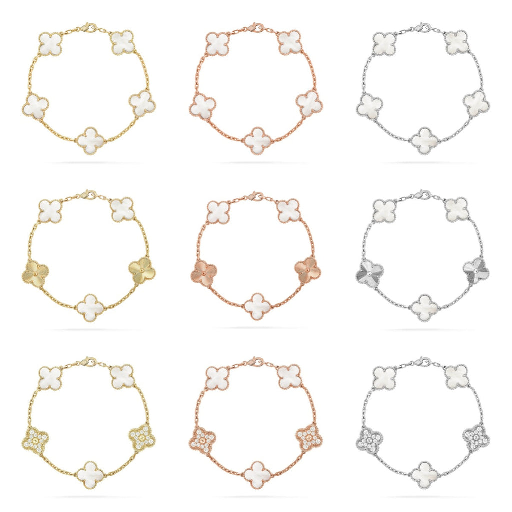 [Twinkle jewelry]New CLOVER WHITE PEARL MOP 5 MOTIF BRACELET COLLECTION