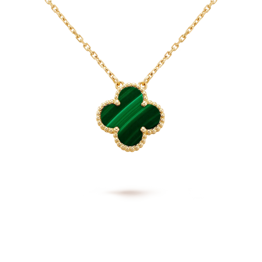¡®Twinkle jewelry¡¯CLOVER 15MM MALACHITE SINGLE FLOWER  NECKLACE
