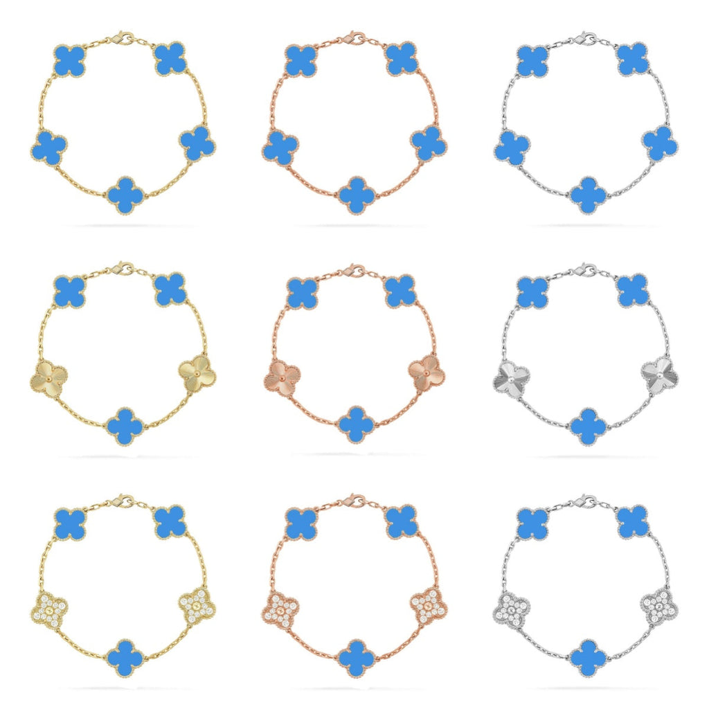 [Twinkle jewelry]New CLOVER 5 MOTIF BLUE AGATE BRACELET COLLECTION