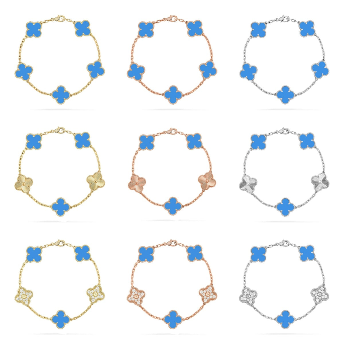 [Twinkle jewelry]New CLOVER 5 MOTIF BLUE AGATE BRACELET COLLECTION