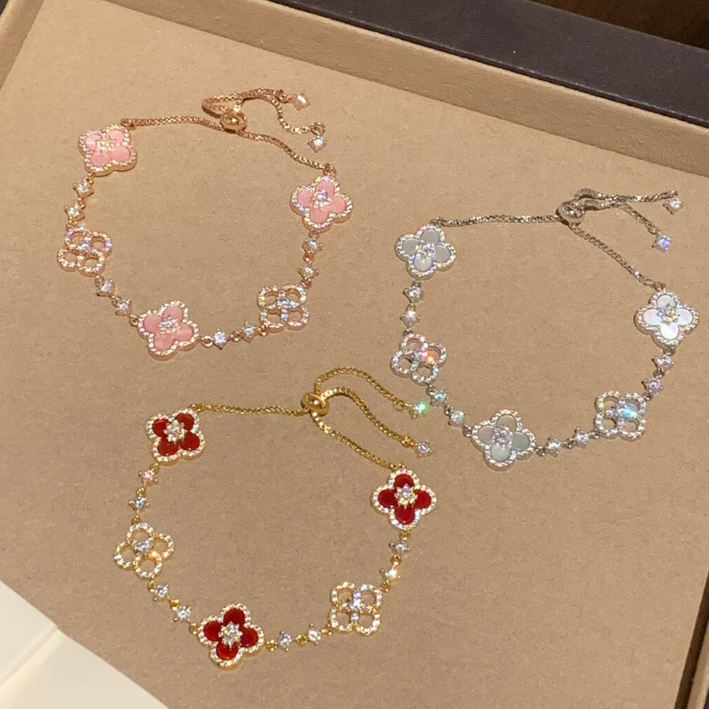 ¡®Twinkle jewelry¡¯CLOVER 5 MOTIF PINK BLUE RED WHITE BRACELET