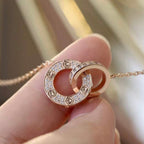 ¡®Twinkle jewelry¡¯LOVE 7.6MM NECKLACE ROSE GOLD AND SILVER  FULL DIAMOND