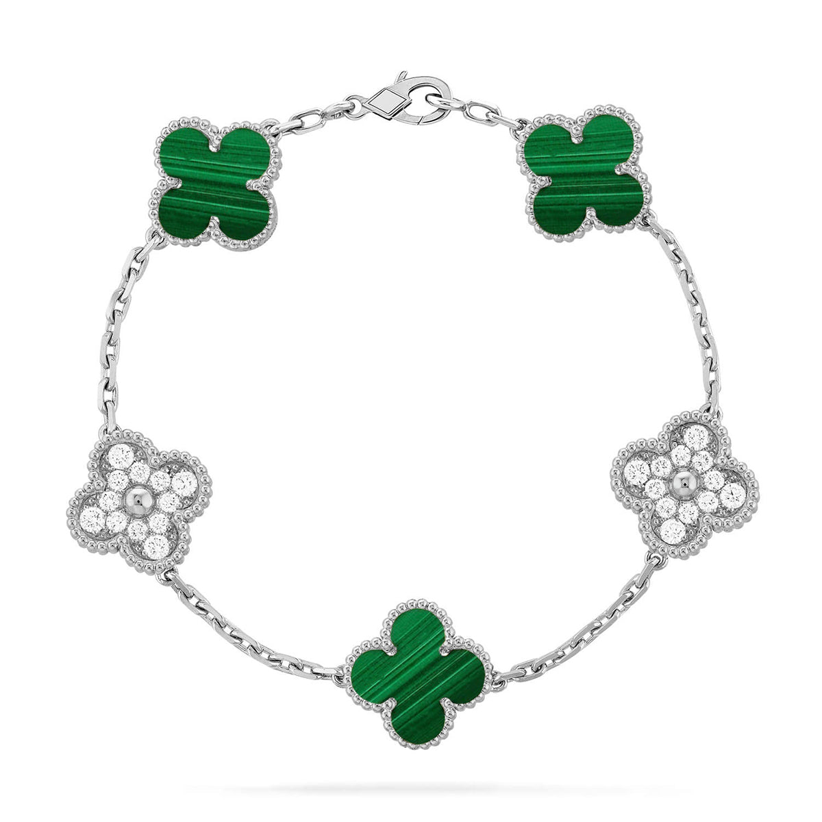 [Twinkle jewelry]New  CLOVER 5 MOTIF MALACHITE BRACELET COLLECTION
