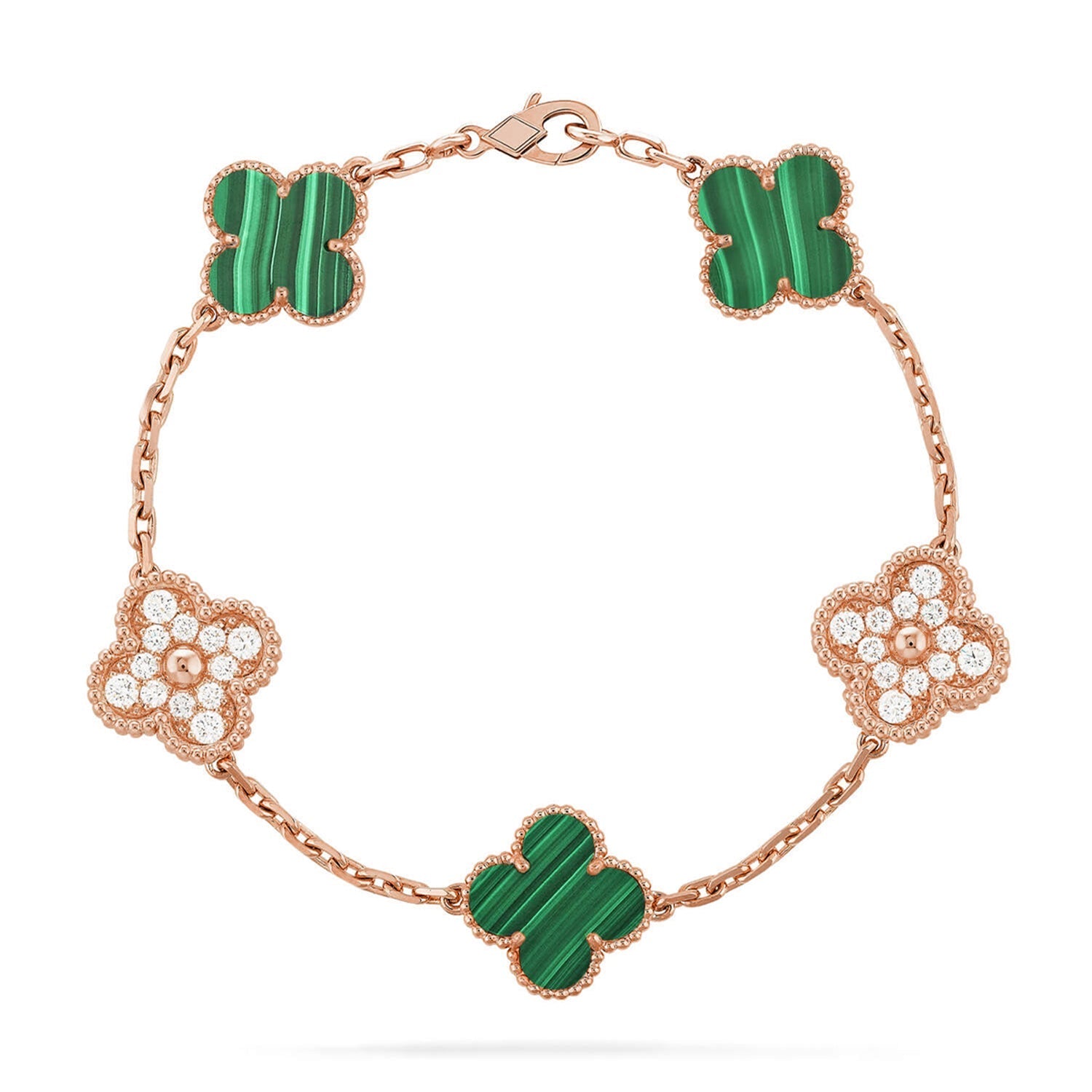 [Twinkle jewelry]New  CLOVER 5 MOTIF MALACHITE BRACELET COLLECTION