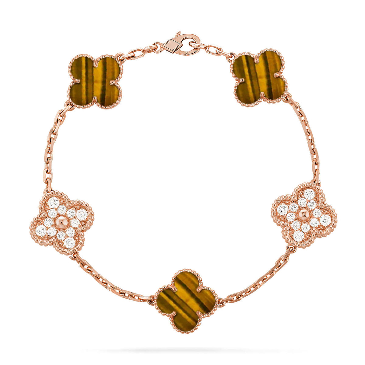 [Twinkle jewelry]New  CLOVER 5 MOTIFS TIGER EYE BRACELET COLLECTION
