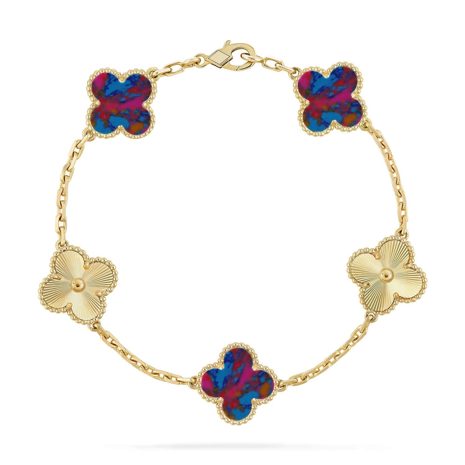 [Twinkle jewelry]New CLOVER 5 MOTIF COLOR GEMSTONES BRACELET COLLECTION