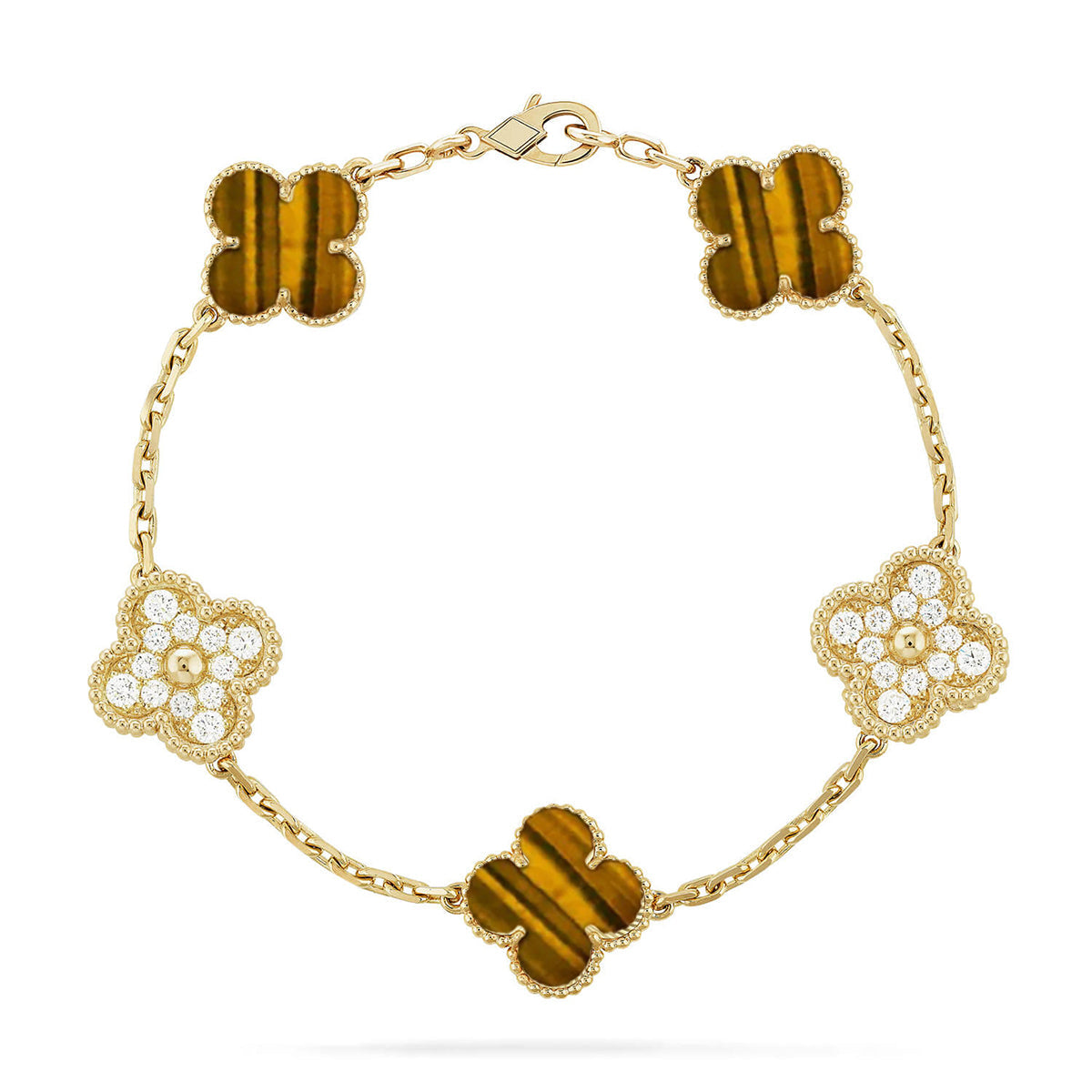 [Twinkle jewelry]New  CLOVER 5 MOTIFS TIGER EYE BRACELET COLLECTION