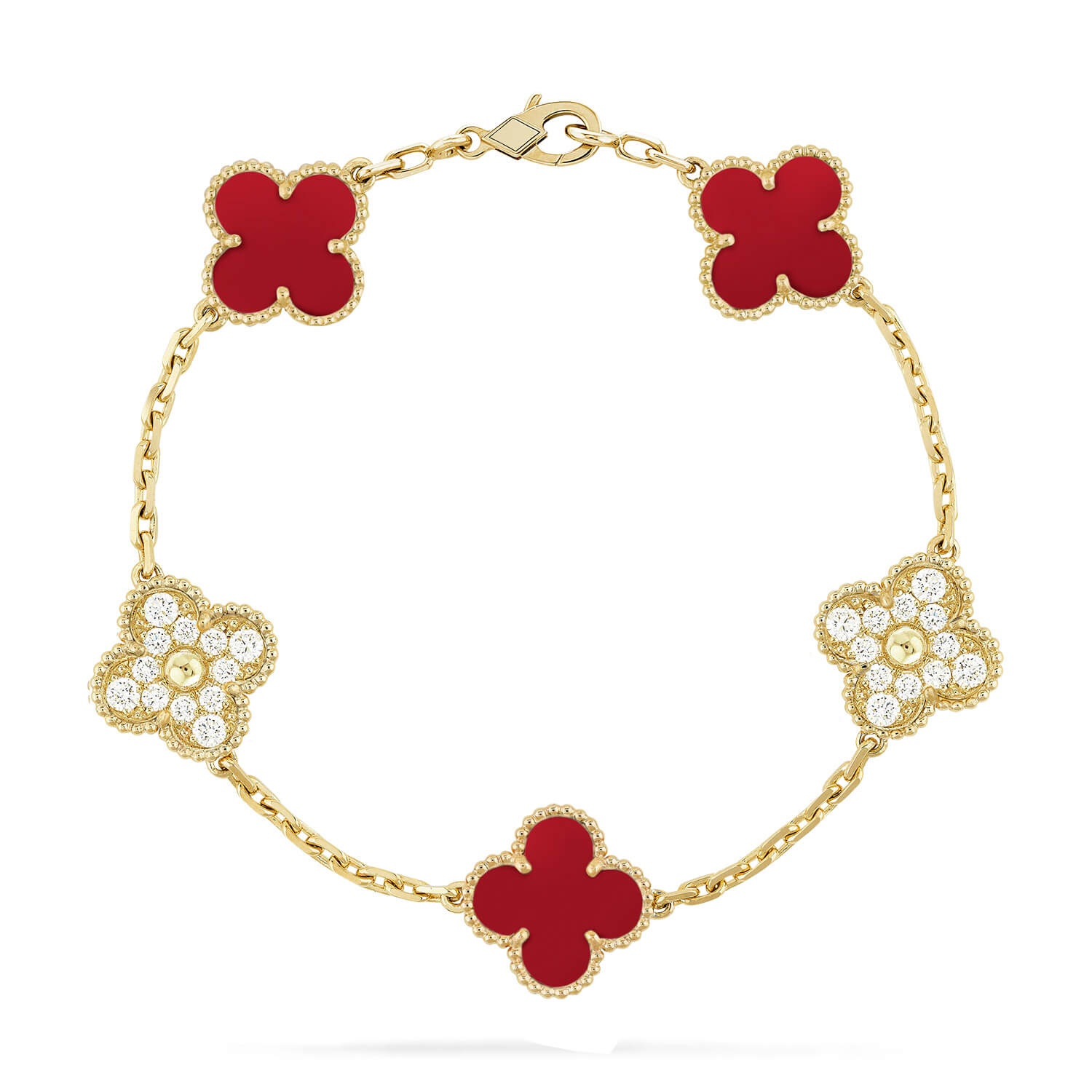 [Twinkle jewelry]New  CLOVER 5 MOTIF RED CORNELIAN BRACELET COLLECTION