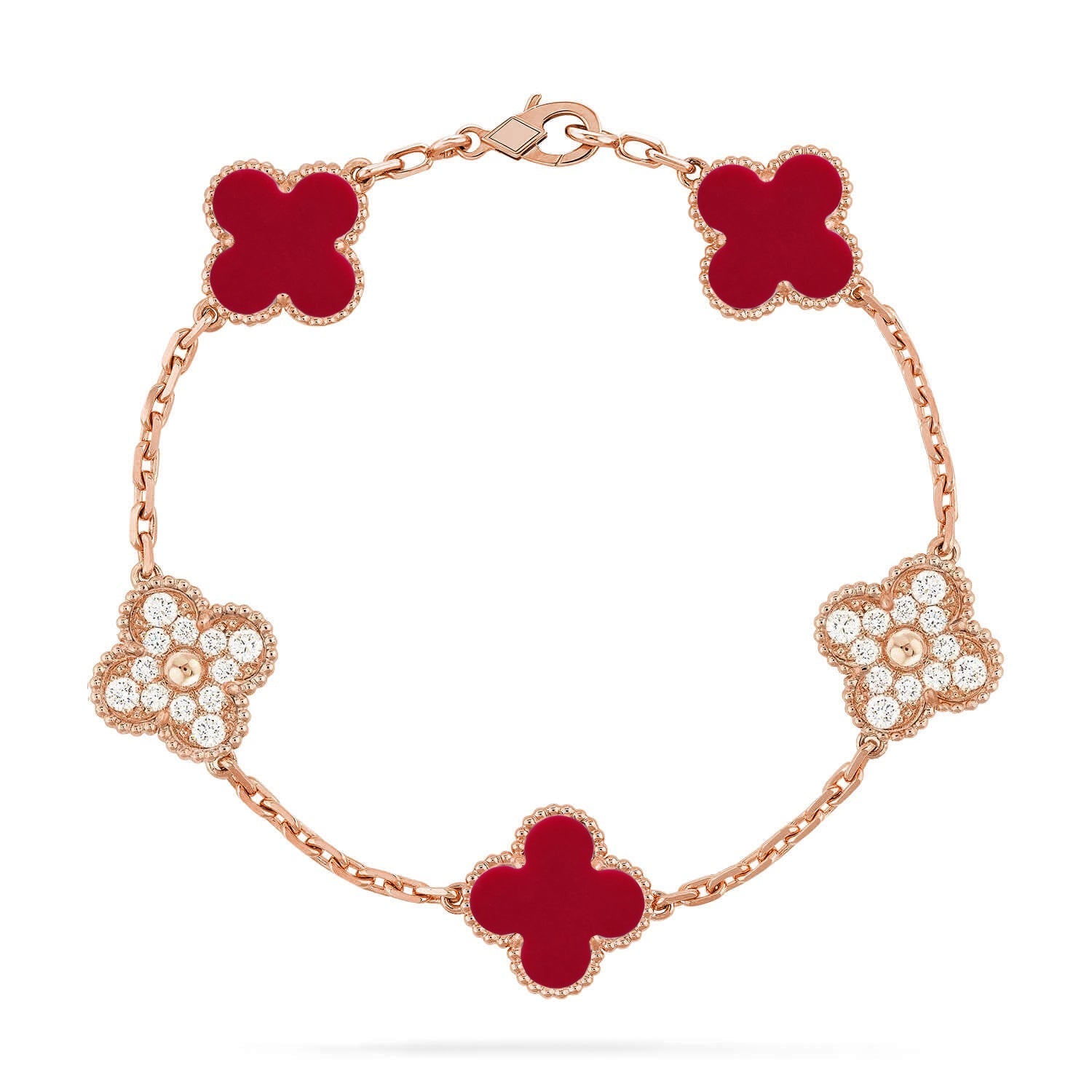 [Twinkle jewelry]New  CLOVER 5 MOTIF RED CORNELIAN BRACELET COLLECTION