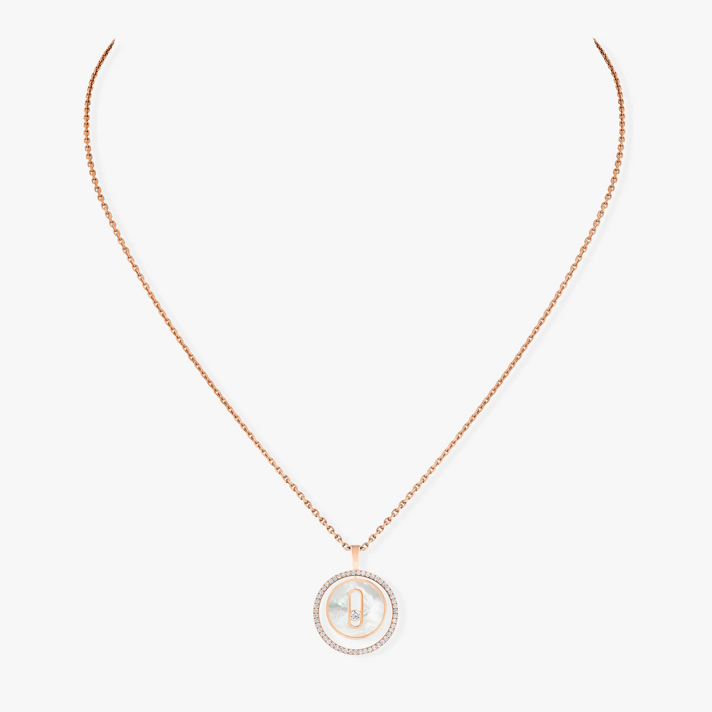 [Twinkle jewelrys]LUCKY MOVE 1 DIAMOND WHITE MOTHER OF PEARL PINK GOLD DIAMOND NECKLACE