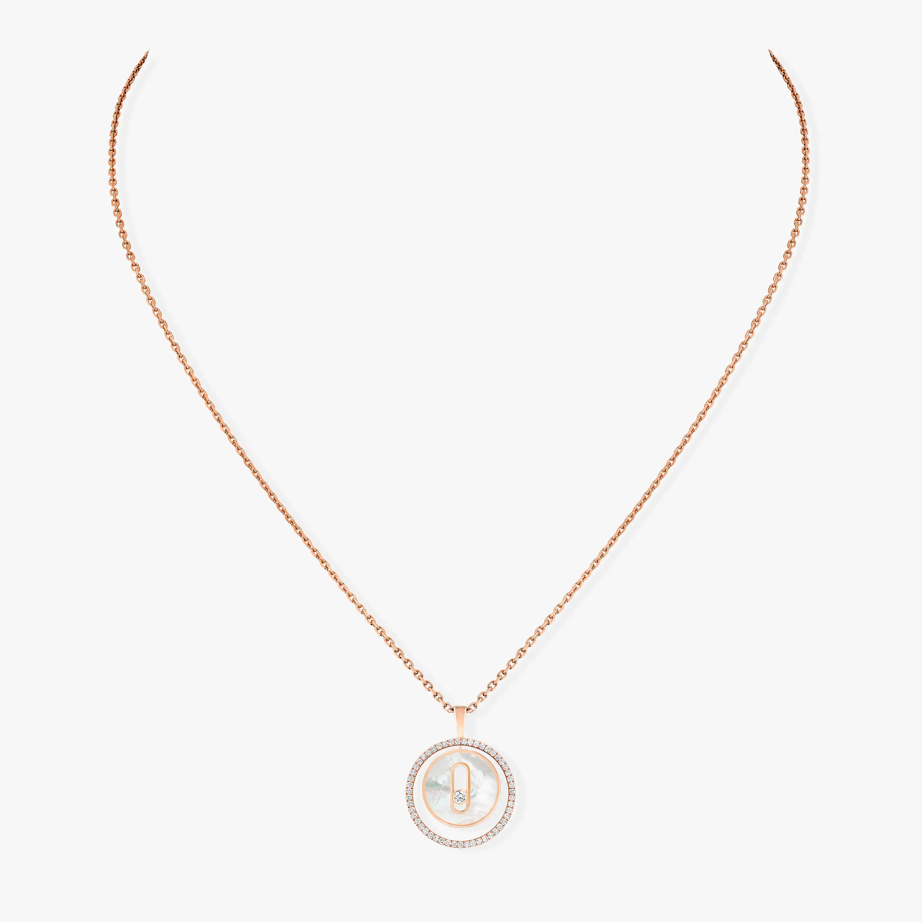 [Twinkle jewelrys]LUCKY MOVE 1 DIAMOND WHITE MOTHER OF PEARL PINK GOLD DIAMOND NECKLACE