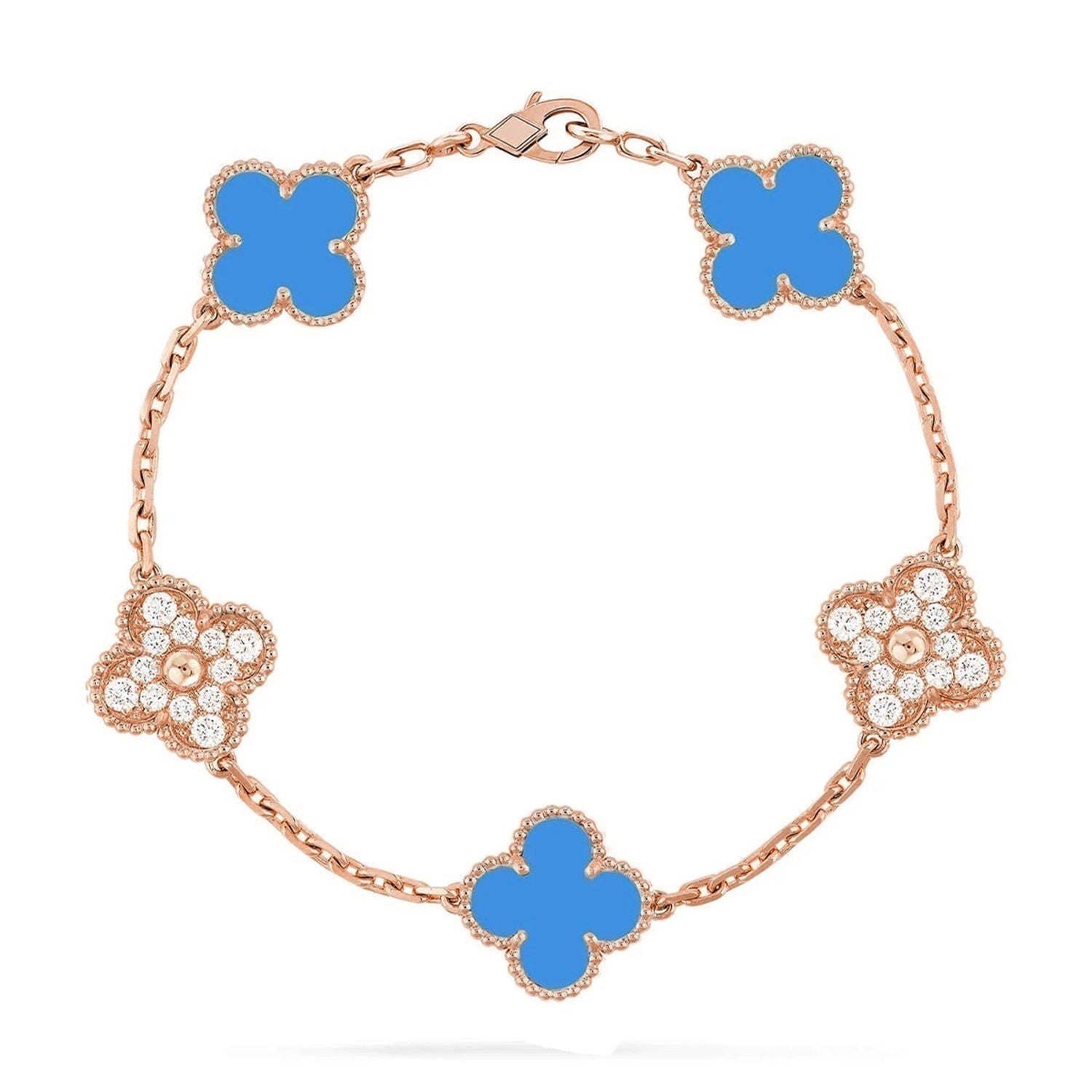 [Twinkle jewelry]New CLOVER 5 MOTIF BLUE AGATE BRACELET COLLECTION