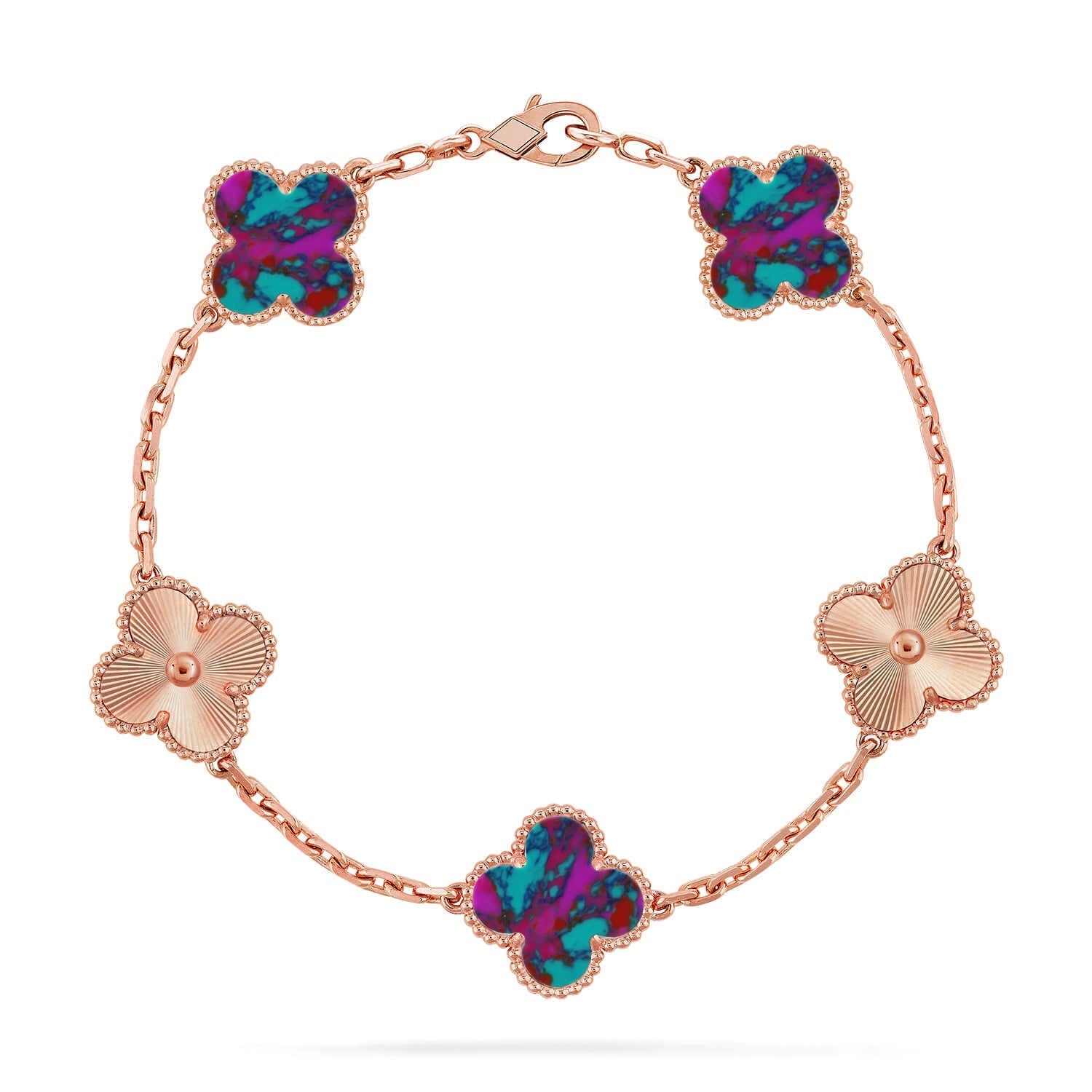 [Twinkle jewelry]New CLOVER 5 MOTIF COLOR GEMSTONES BRACELET COLLECTION