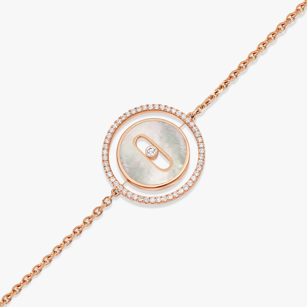 [Twinkle jewelrys]LUCKY MOVE WHITE MOTHER OF PEARL PINK GOLD DIAMOND BRACELET