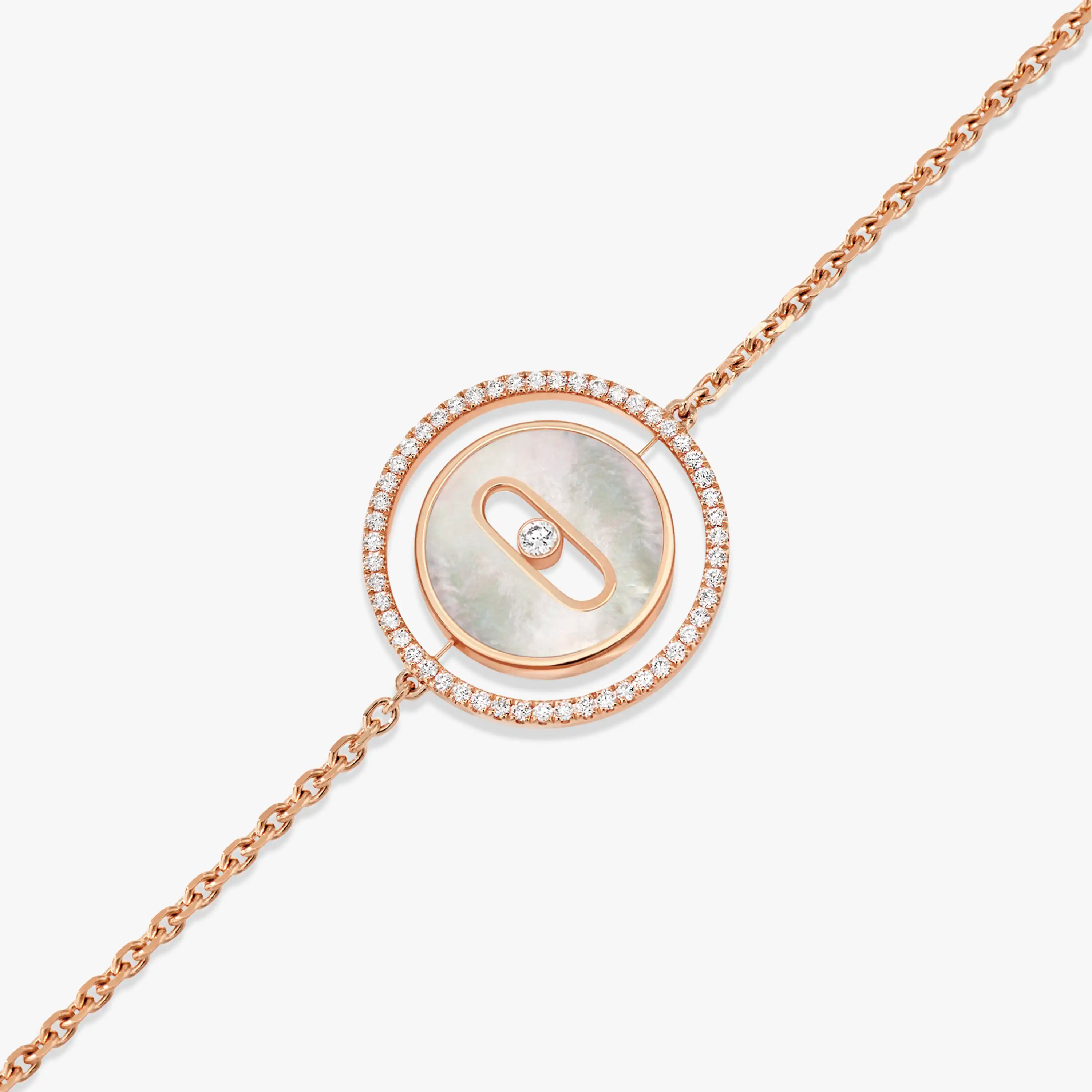 [Twinkle jewelrys]LUCKY MOVE WHITE MOTHER OF PEARL PINK GOLD DIAMOND BRACELET