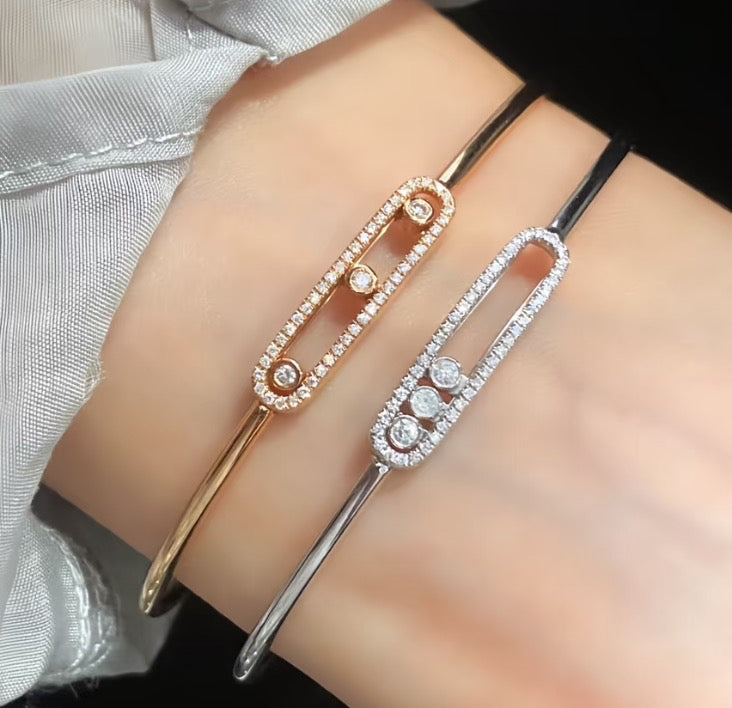 [Twinkle jewelrys]Move Pavé Diamond Bangle Bracelet M