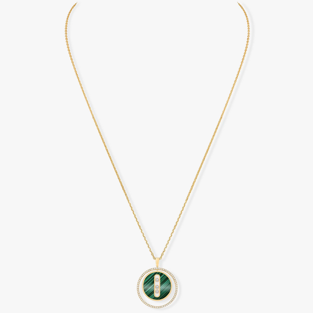 [Twinkle jewelrys]LUCKY MOVE 3 DIAMOND MALACHITE GOLD DIAMOND NECKLACE