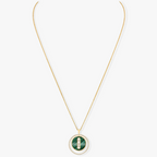 [Twinkle jewelrys]LUCKY MOVE 3 DIAMOND MALACHITE GOLD DIAMOND NECKLACE