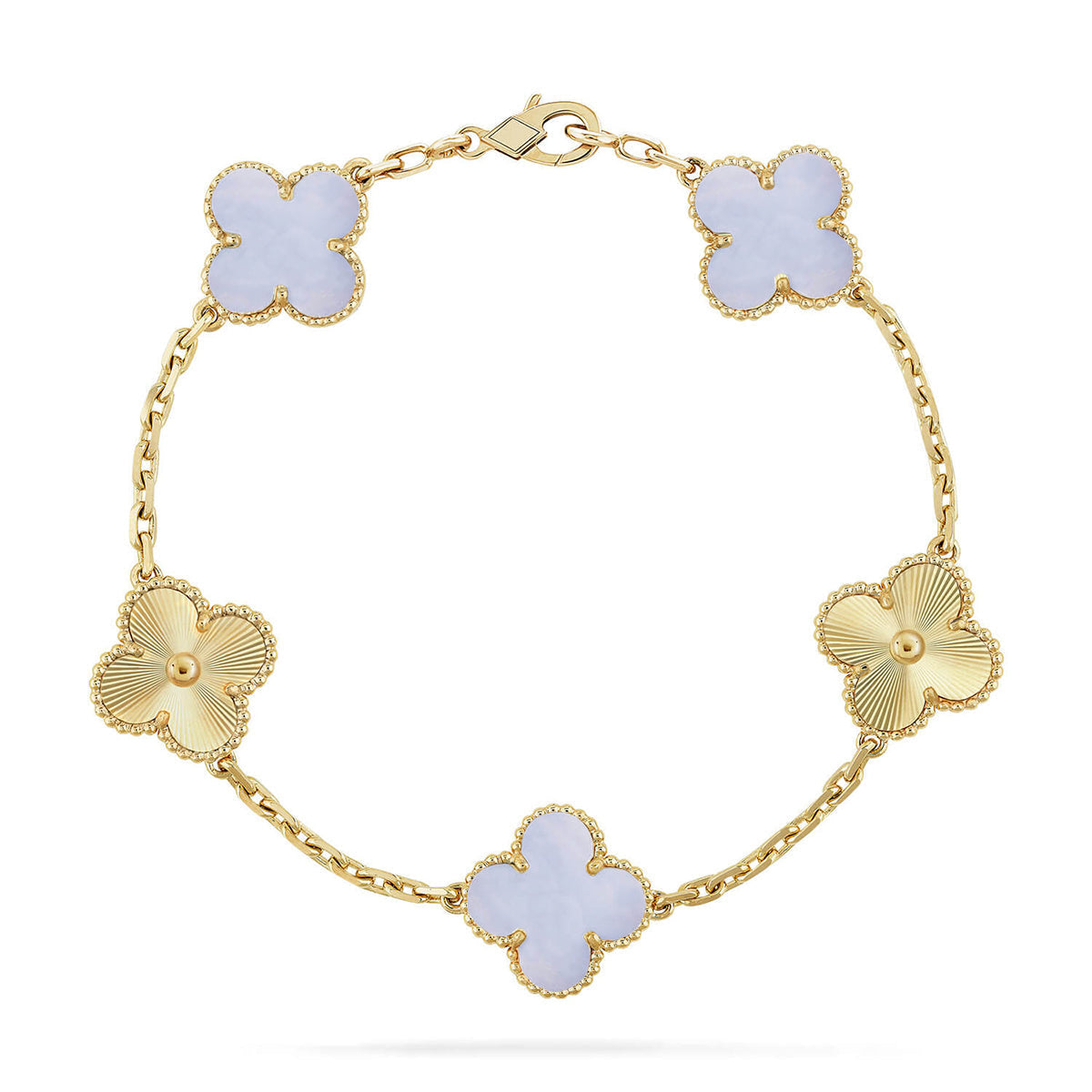 [Twinkle jewelry]New  CLOVER 5 MOTIF PURPLE CHALCEDONY BRACELET COLLECTION