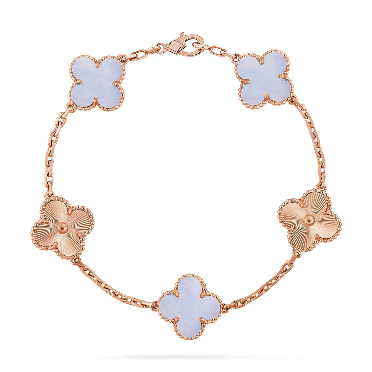 [Twinkle jewelry]New  CLOVER 5 MOTIF PURPLE CHALCEDONY BRACELET COLLECTION