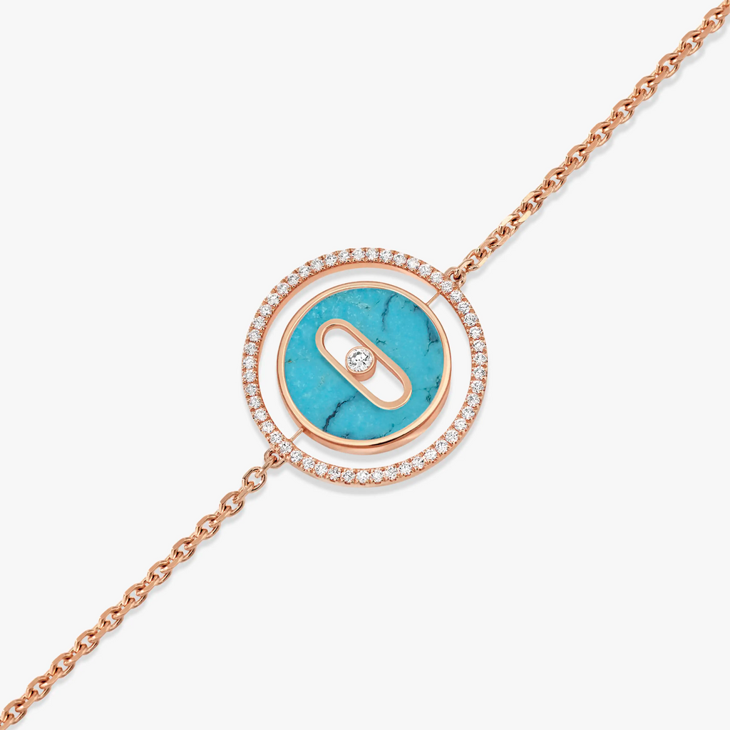 [Twinkle jewelrys]LUCKY MOVE TURQUOISE PINK GOLD DIAMOND BRACELET