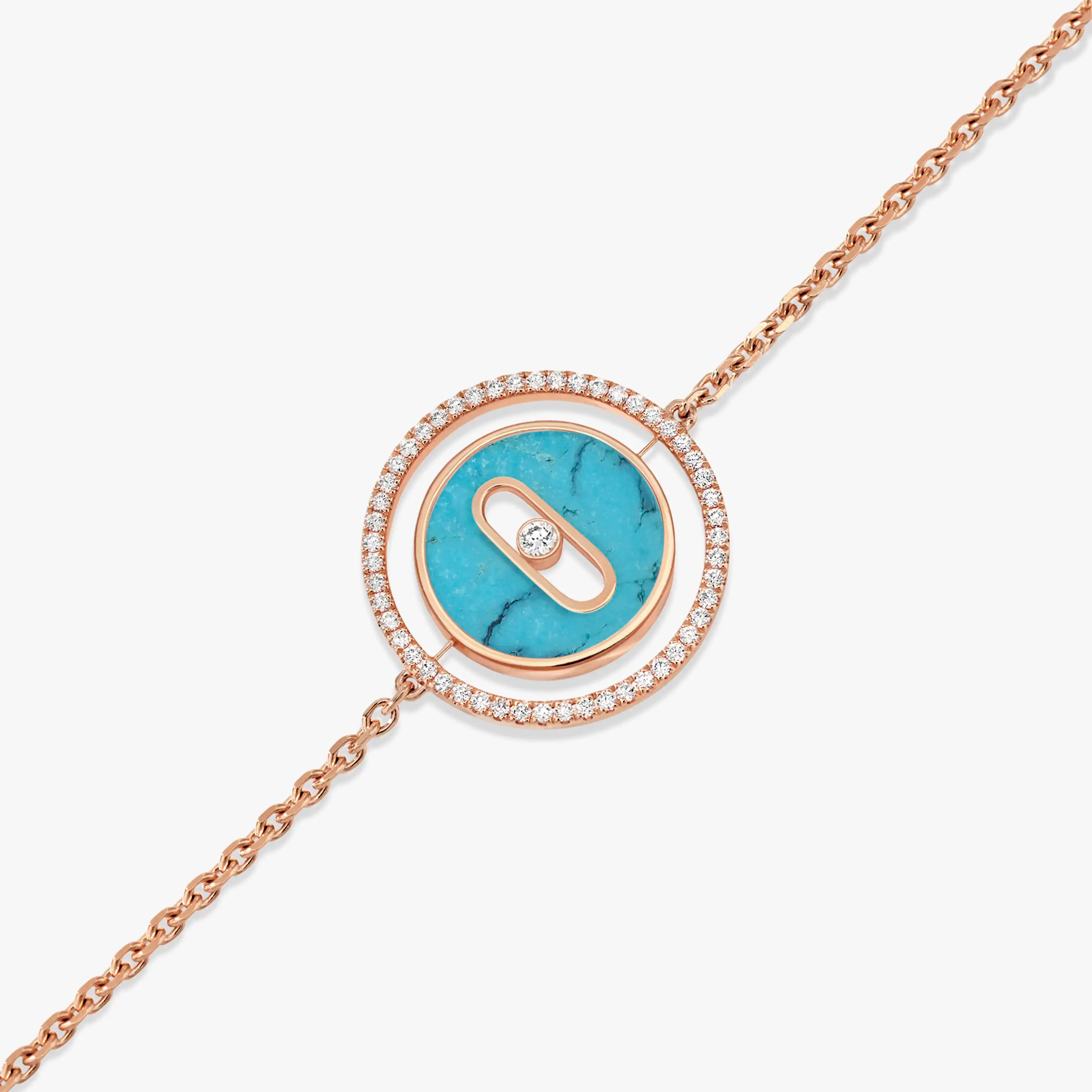 [Twinkle jewelrys]LUCKY MOVE TURQUOISE PINK GOLD DIAMOND BRACELET