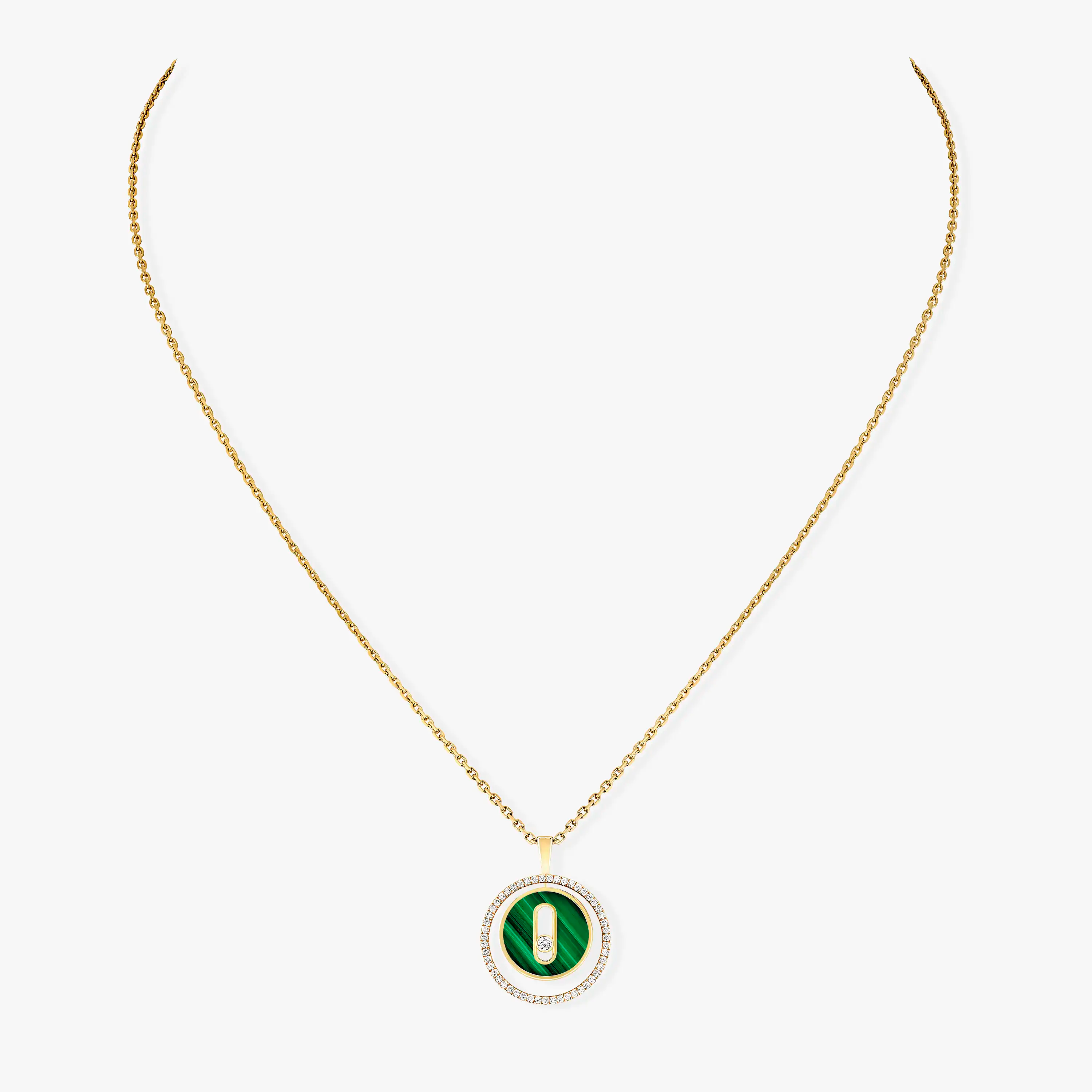 [Twinkle jewelrys]LUCKY MOVE 1 DIAMOND MALACHITE GOLD DIAMOND NECKLACE