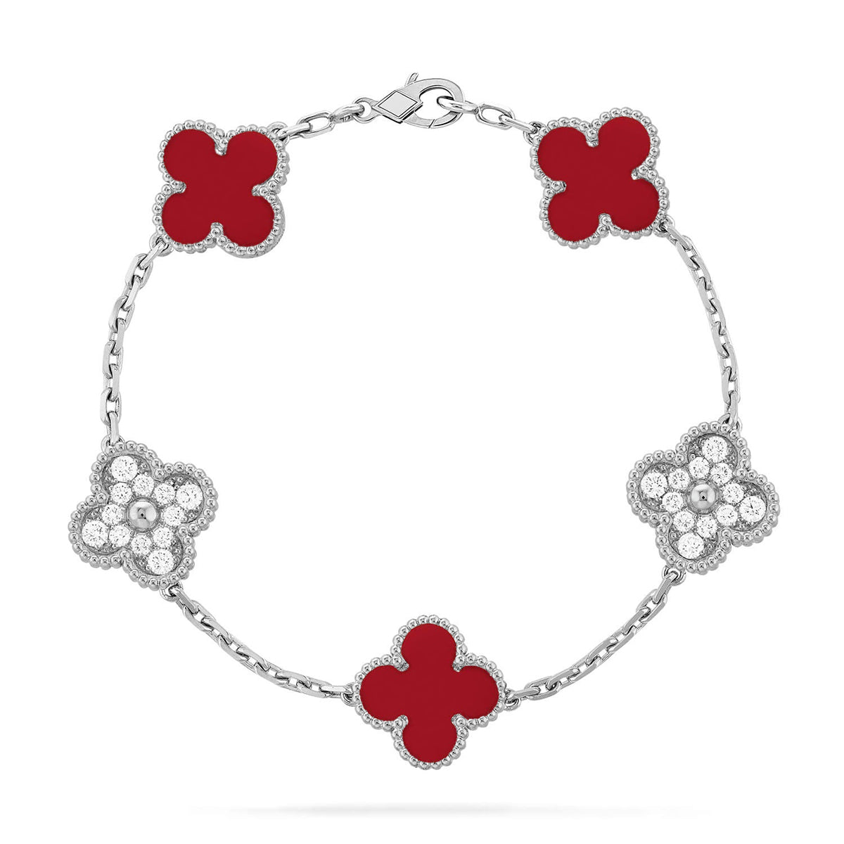 [Twinkle jewelry]New  CLOVER 5 MOTIF RED CORNELIAN BRACELET COLLECTION
