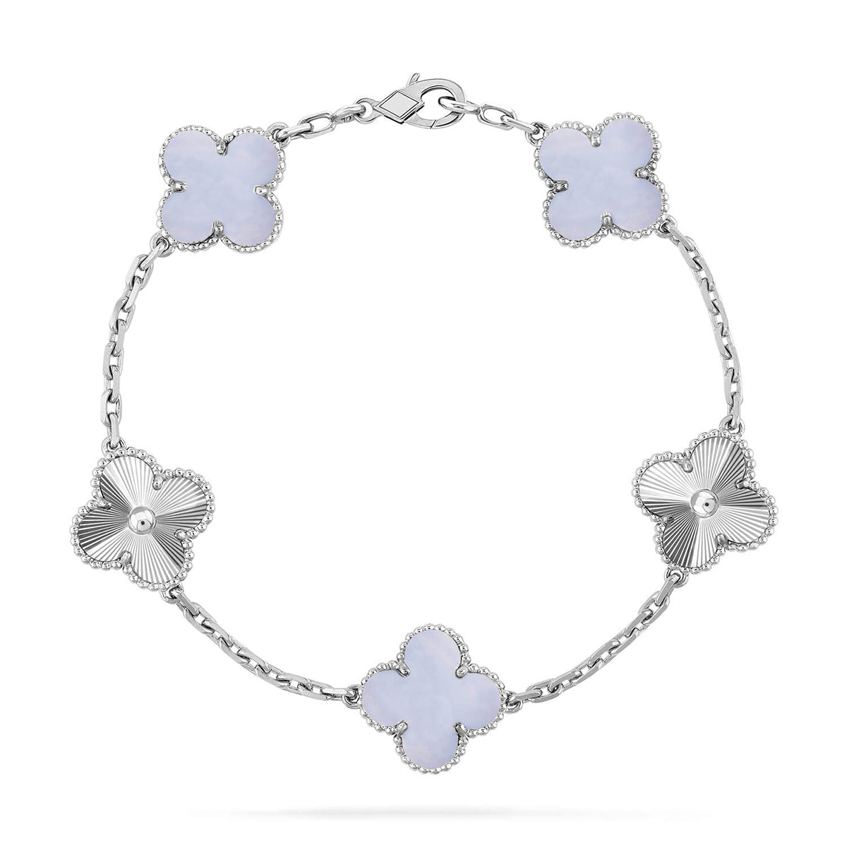 [Twinkle jewelry]New  CLOVER 5 MOTIF PURPLE CHALCEDONY BRACELET COLLECTION