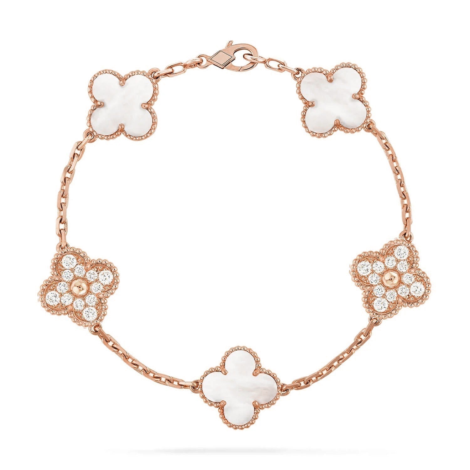 [Twinkle jewelry]New CLOVER WHITE PEARL MOP 5 MOTIF BRACELET COLLECTION