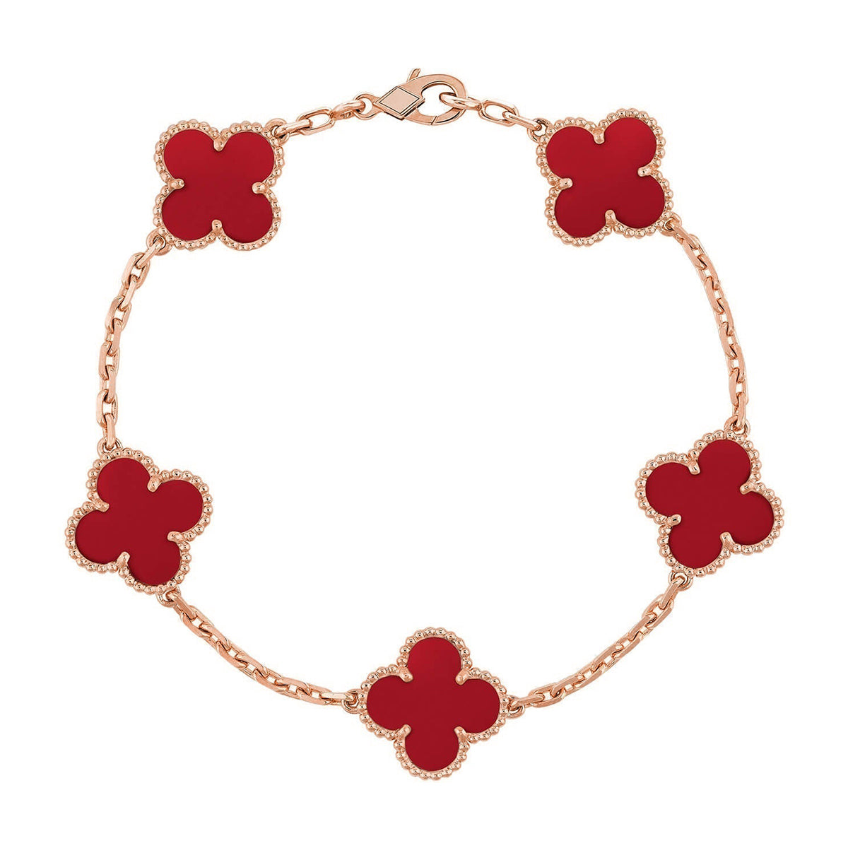 [Twinkle jewelry]New  CLOVER 5 MOTIF RED CORNELIAN BRACELET COLLECTION
