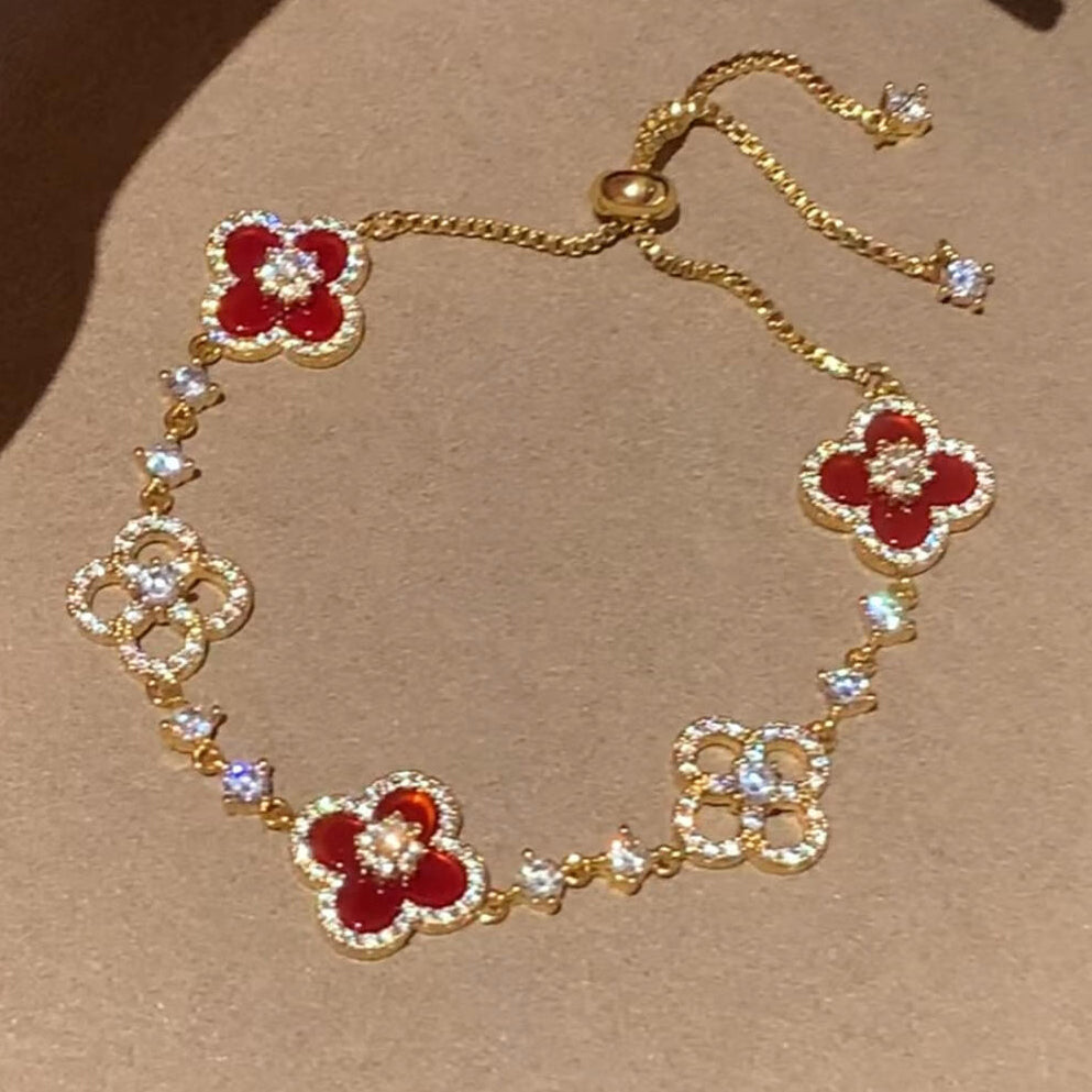 ¡®Twinkle jewelry¡¯CLOVER 5 MOTIF PINK BLUE RED WHITE BRACELET