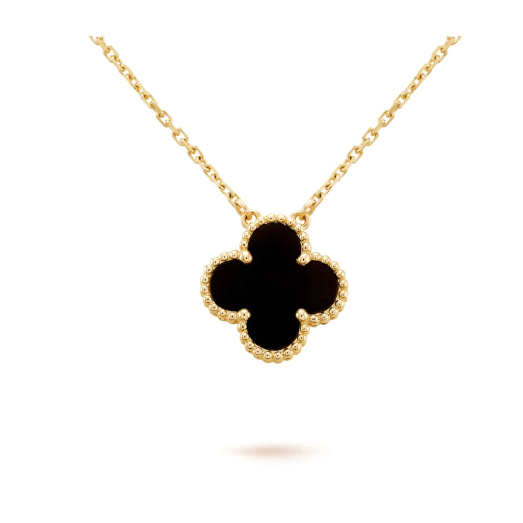 ¡®Twinkle jewelry¡¯CLOVER 15MM BLACK ONYX SINGLE FLOWER NECKLACE