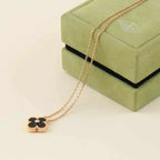 ¡®Twinkle jewelry¡¯CLOVER 15MM DIAMOND ONYX NECKLACE