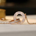 ¡®Twinkle jewelry¡¯LOVE 7.6MM NECKLACE ROSE GOLD AND SILVER  FULL DIAMOND