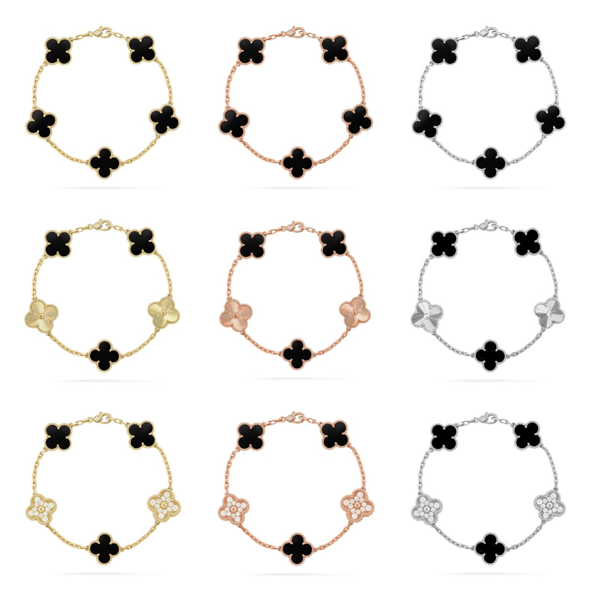 [Twinkle jewelry]New CLOVER 5 MOTIF ONYXS BRACELET COLLECTION