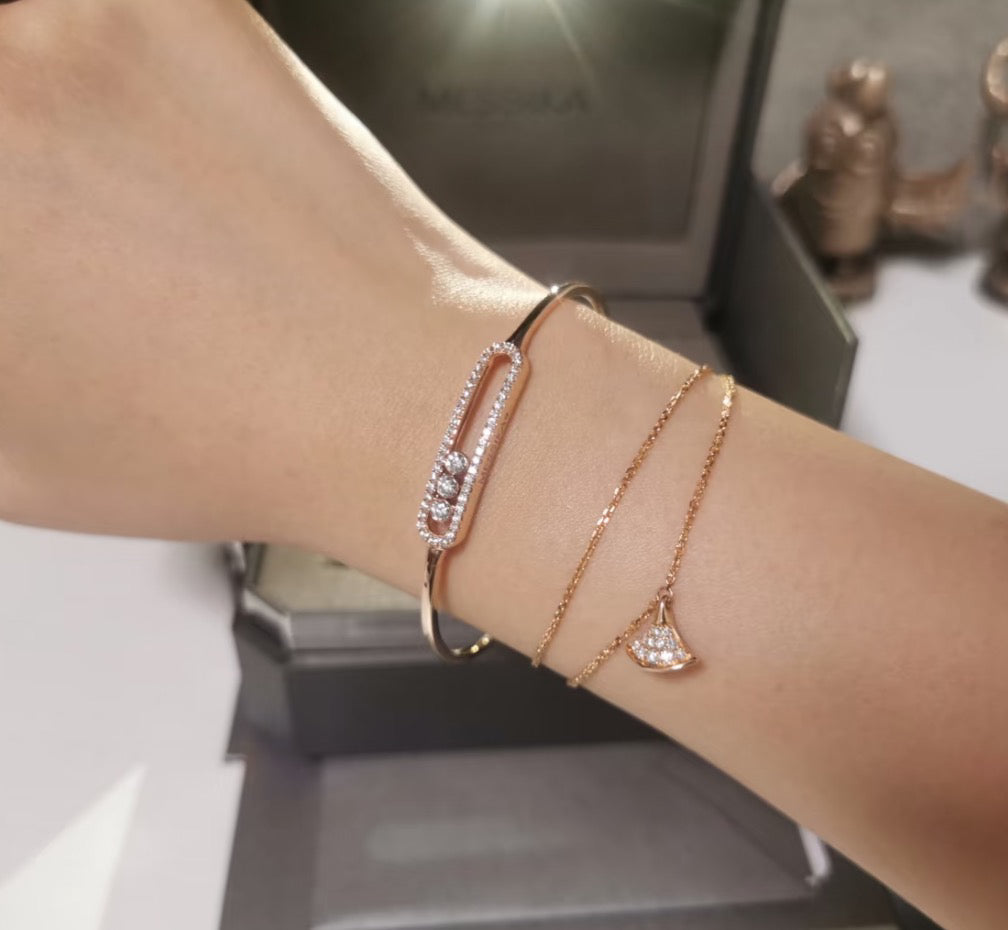 [Twinkle jewelrys]Move Pavé Diamond Bangle Bracelet M