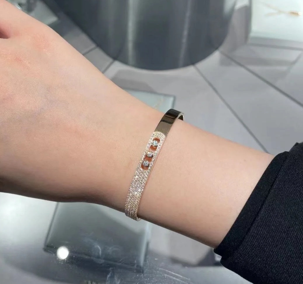 [Twinkle jewelrys]Move Noa Rose Gold Pavé Diamond Bangle Bracelet
